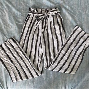 Striped High Rise Wide Leg Pants